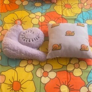 Snail Plush and Snail Print Pillow